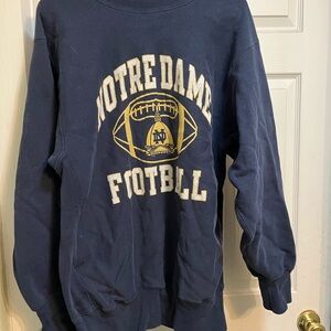 Vintage Notre Dame Football Sweatshirt - Navy Blue